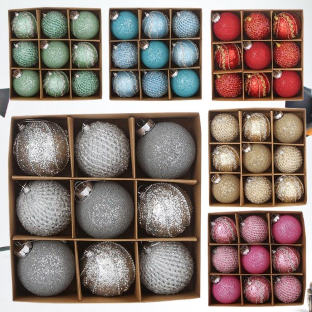 9pcs Glitter Christmas Hanging Balls Set Shatterproof Xmas Tree Ornaments Xmas Party Favors