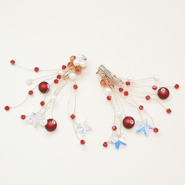 Red Little Star Hair Clips Accessories Girls Formal Dress Bridal Wedding Headwear Side Clip