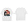 Мужская футболка стираного черного цвета Harajuku Streetwear с графическим принтом 'Sun Wave' Хлопок Японская футболка в стиле Укиё-э Хипстерские топы Футболка Унисекс