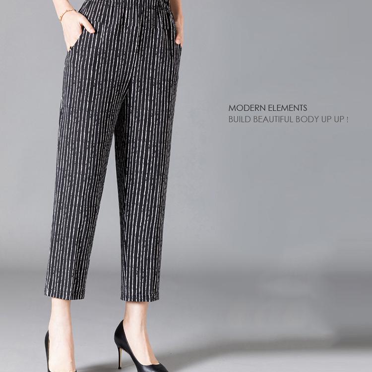 XL-8XL женские брюки летние брюки для пожилых людей свободные девятые брюки прямые брюки мамины брюки с цветочным принтом брюки для толстой бабушки