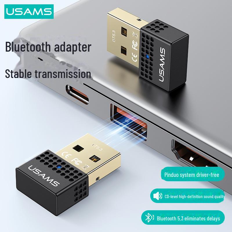 USAMS USB Bluetooth 5.3 Wireless Adapter for Headset, Speaker, Mouse, Keyboard, Desktop