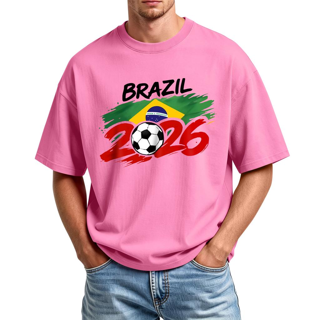 Men's World Event Print Crewneck Short Sleeve T Shirt Casual Athletic Top with Soccer Graphic 2026 Year Design for Daily Wear