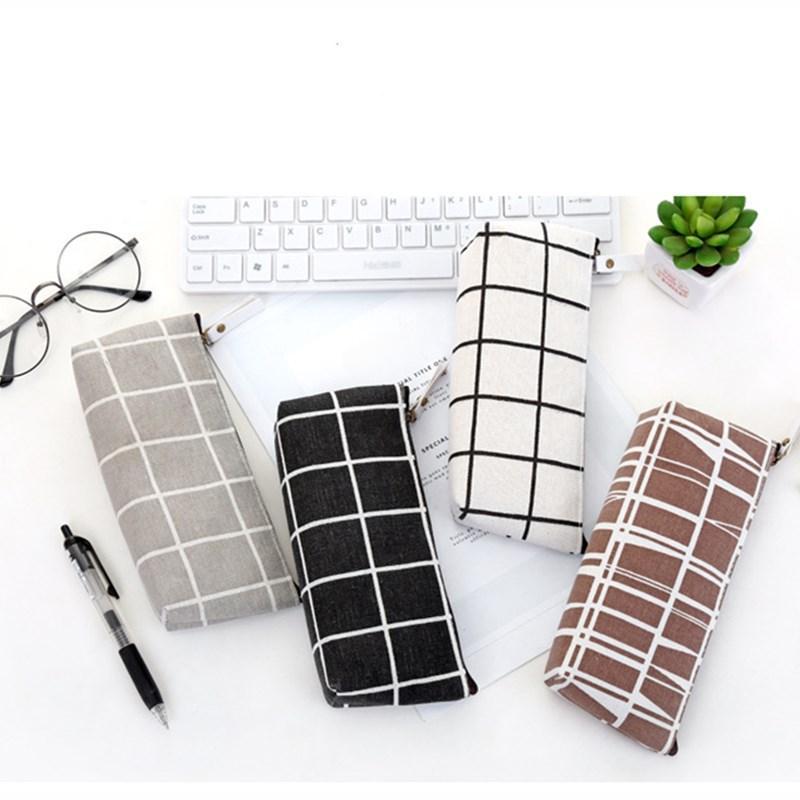 Корейский простой милый сетчатый холщовый пенал Kawaii, студенческие канцелярские принадлежности, школьные принадлежности, портативные офисные аксессуары, сумка для ручек