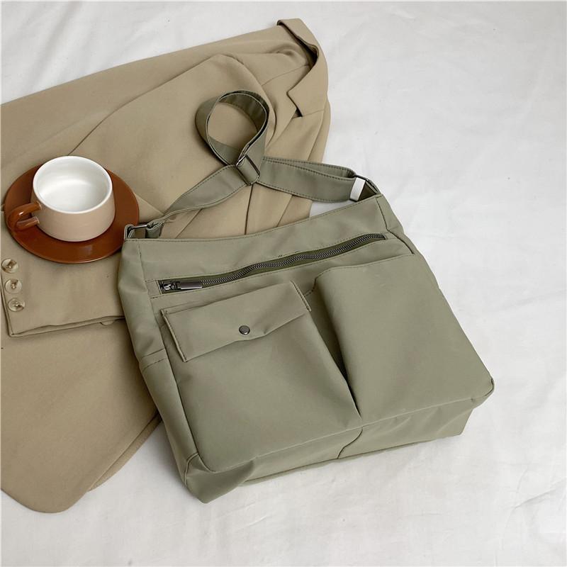 Оксфордская сумка с несколькими карманами, женская сумка через плечо, однотонная студенческая большая сумка