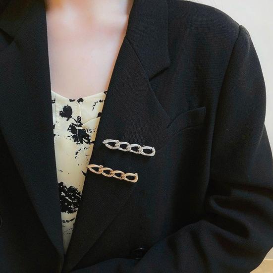 Женская брошь в форме полой цепочки, полированная, однотонная, противоскользящая, износостойкая, пальто, украшение для шарфа, булавка для позиционирования одежды, ювелирные изделия