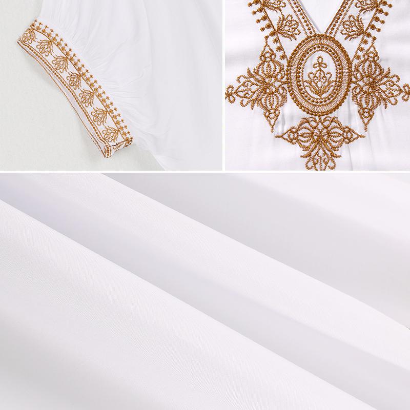 2022 элегантное золотое вышитое кафтан в стиле ретро с v-образным вырезом белое платье больших размеров женская одежда летняя пляжная одежда купальный костюм накидка
