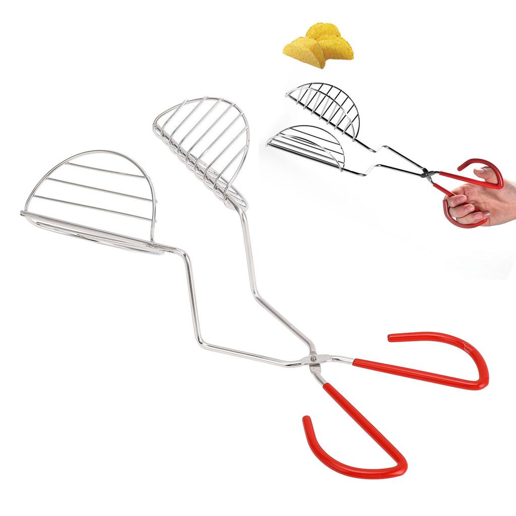 Щипцы для тако из нержавеющей стали V-образной формы для хрустящей глубокой жарки кухонный инструмент с длинной ручкой щипцы для жарки тако