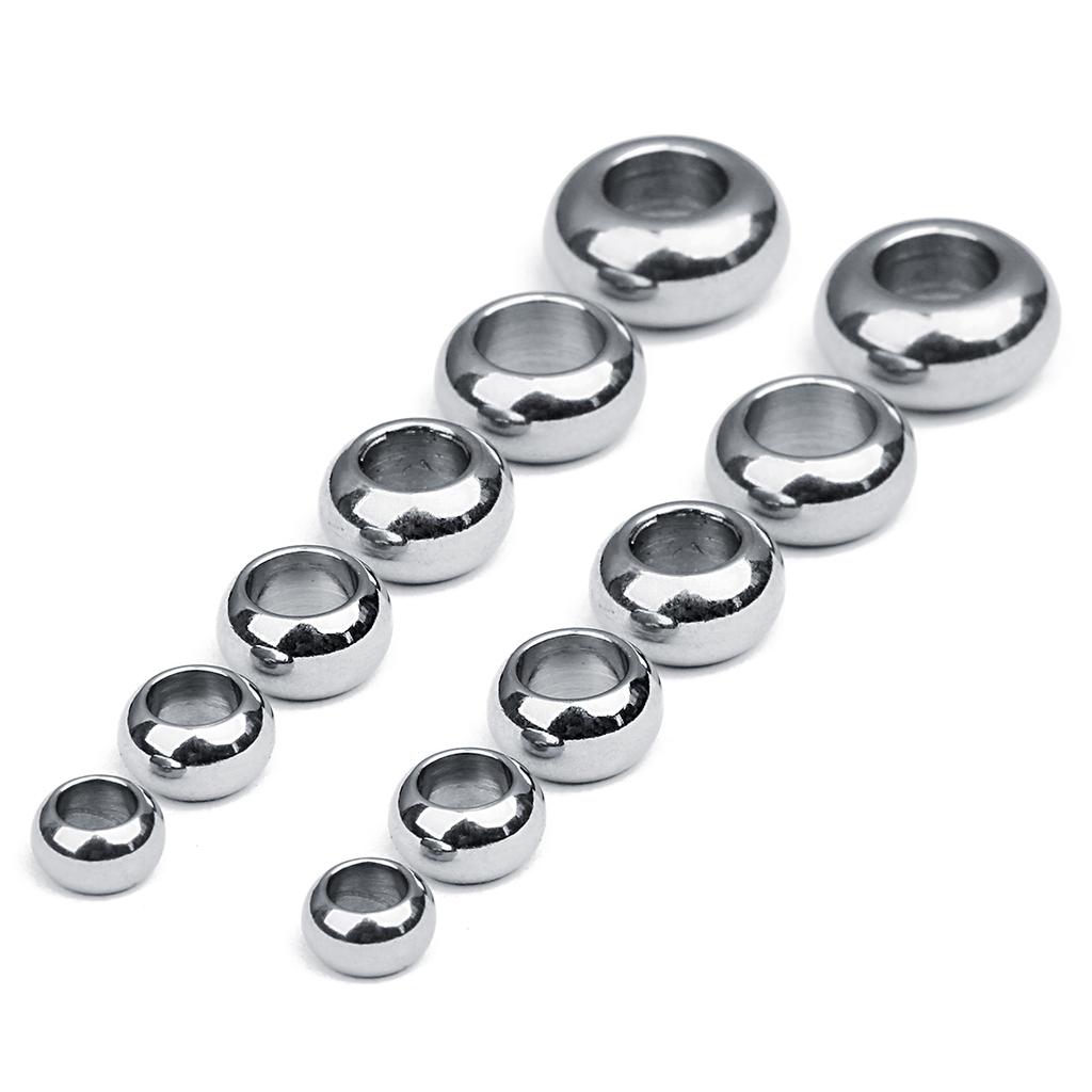 20Pcs High Quality Stainless Steel Beads Multi Sizes Large Holes Loose Beads For DIY Handmade Bracelets Earrings Jewelry Making