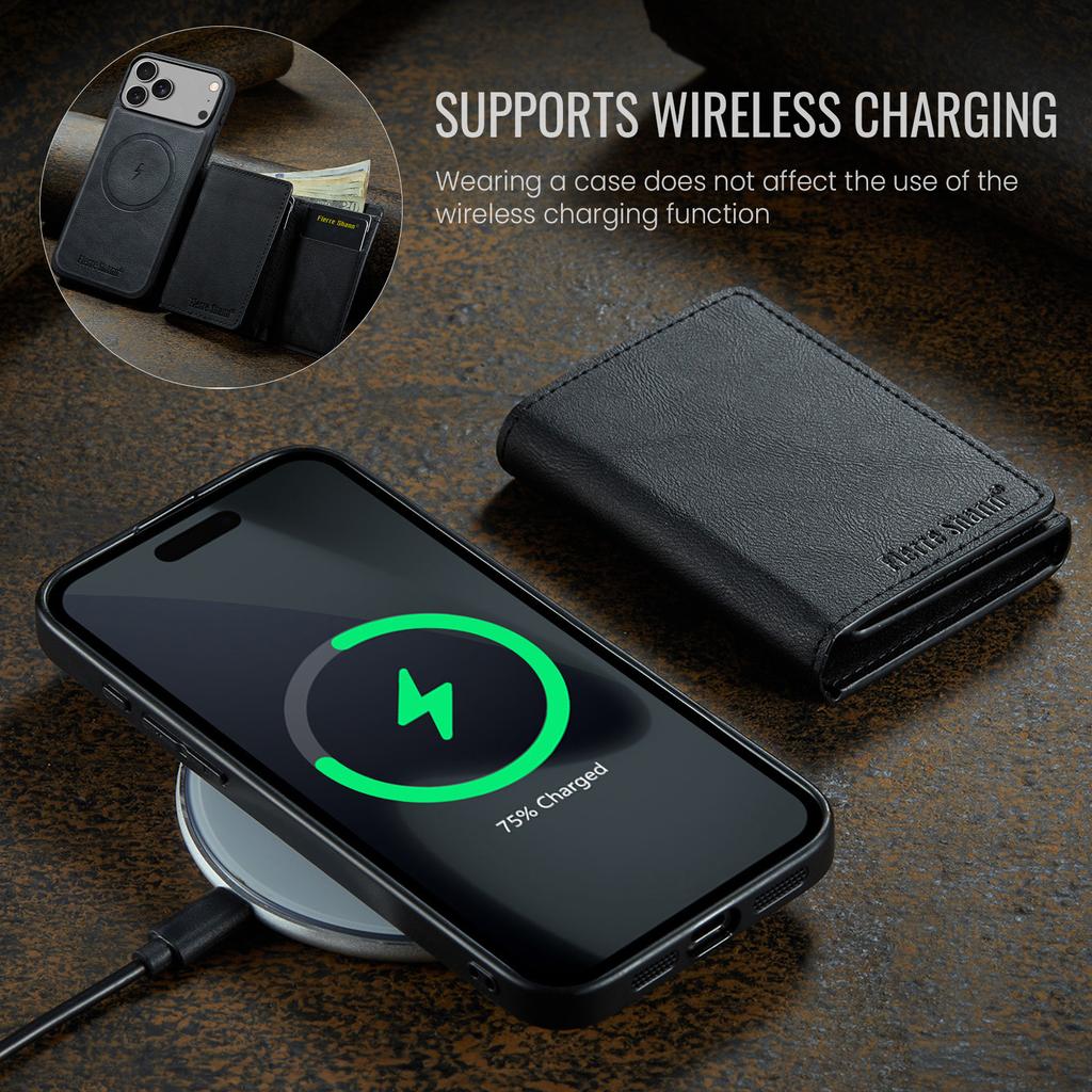 Detachable Card Holder Wallet Leather Case for iPhone 17 Pro Max 17Air 16e 16 Plus 15 14 13 12 11 7 8 SE3 Magnetic Phone Cover