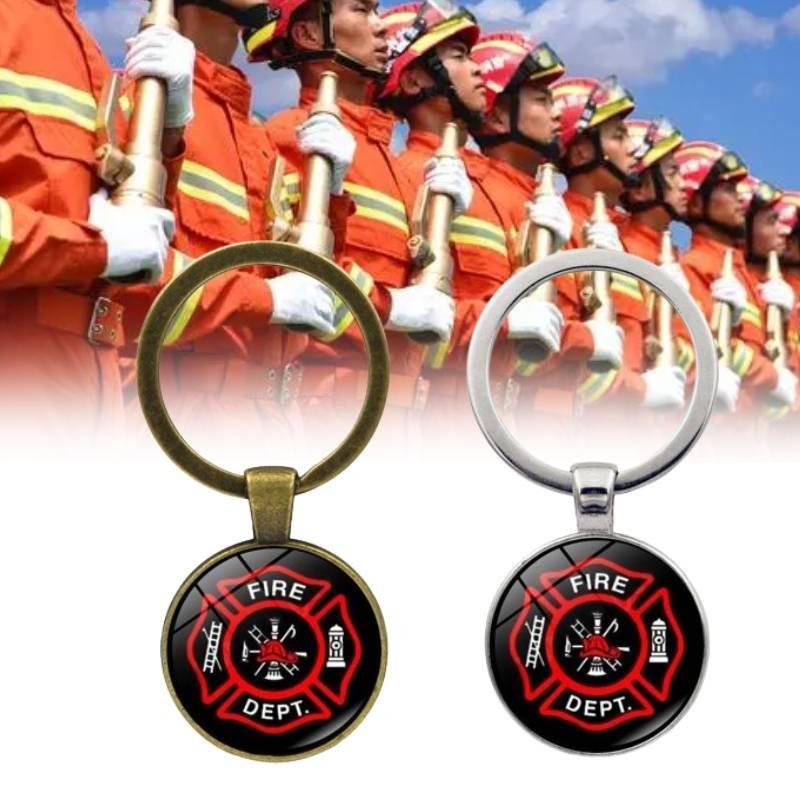 Modern Simple Style Zinc Alloy Firefighter Emblem Keychain Elegant Gift