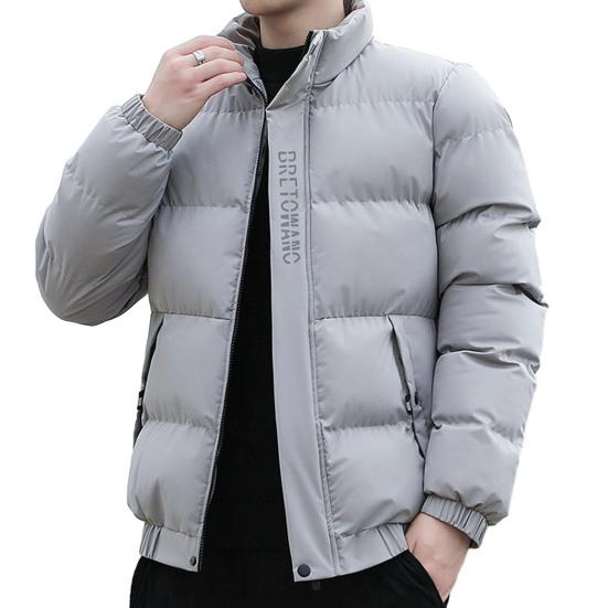 Стильная зимняя мужская хлопковая куртка ветрозащитный дизайн с карманным воротником с лацканами с буквенным принтом короткая повседневная красивая хлопковая куртка-пальто