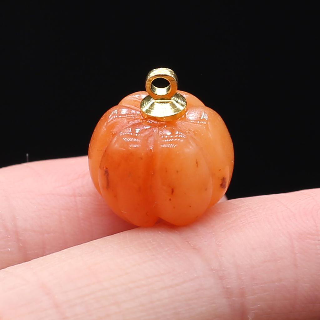 1 шт., подвеска из натурального камня в форме тыквы, кристалл розового кварца, агат, подвески для изготовления ювелирных изделий, аксессуары для ожерелья «сделай сам», 13 × 13 мм