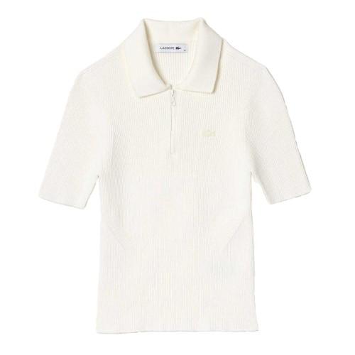Lacoste Womens/Ladies Rib Knit Quarter Zip Polo Shirt