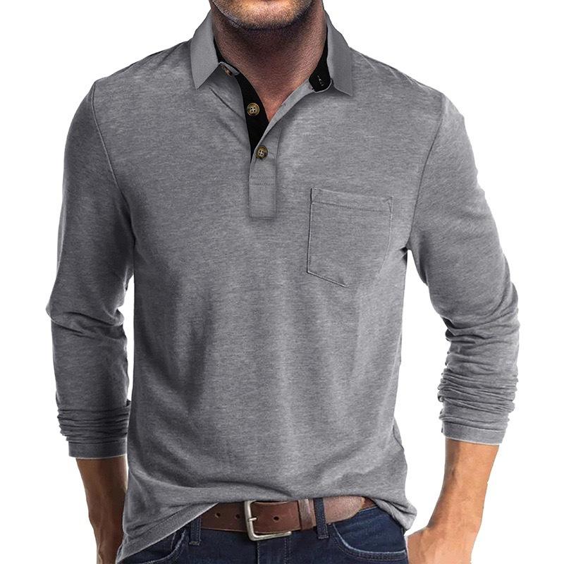 New Men's Long-Sleeved Business Polo Shirt Men's Casual Loose-Fit T-Shirt