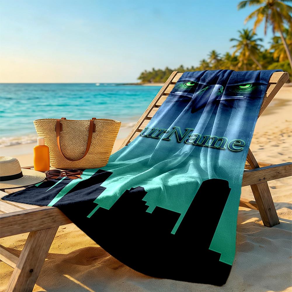 Seattle Seahawks Customized Name Beach Towel Super Soft Absorbent Suitable For Swimming Gym Camping Yoga Vacation