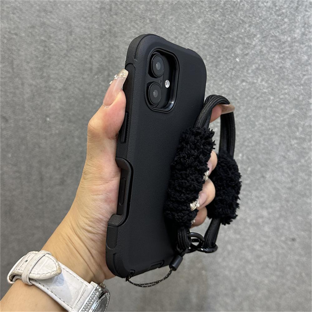 Чехол-бампер Гибридная Броня 2-в-1 с Браслетом на Запястье для iPhone 16 Pro Max Plus 17Air, Противоскользящий, Ударопрочный