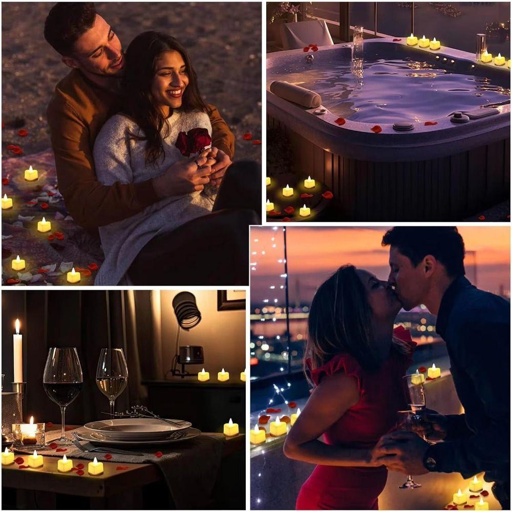 24Pcs Heart Shape Heart Electronic Candle LED Flameless Tealight Candles Wedding Anniversary