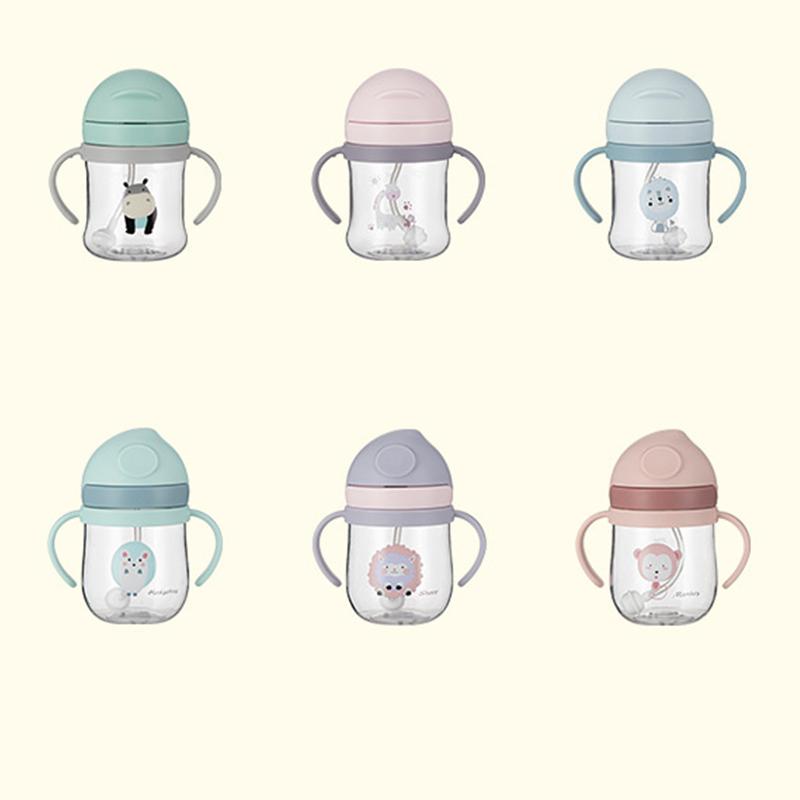 250 мл мультяшный узор бутылка для питья для детей на открытом воздухе с соломинкой чашка для кормления детей для обучения портативная ручка бутылка для воды