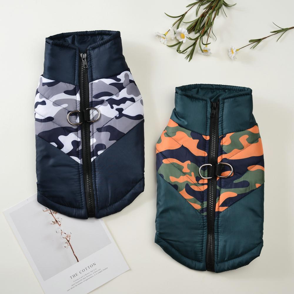 Winter Warm Dog Jacket For Small Medium Dogs Cats Outdoor Windproof With D-ring Zipper Puppy Camouflage Clothes Beagle Pet Coat