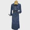 2024 Dongdaemun Retro Dark Blue Denim Waist-Slimming Commuter Dress