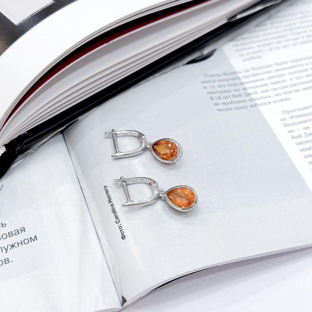 Silver Earrings with Natural Golden Quartz 3.58ct (2165750)