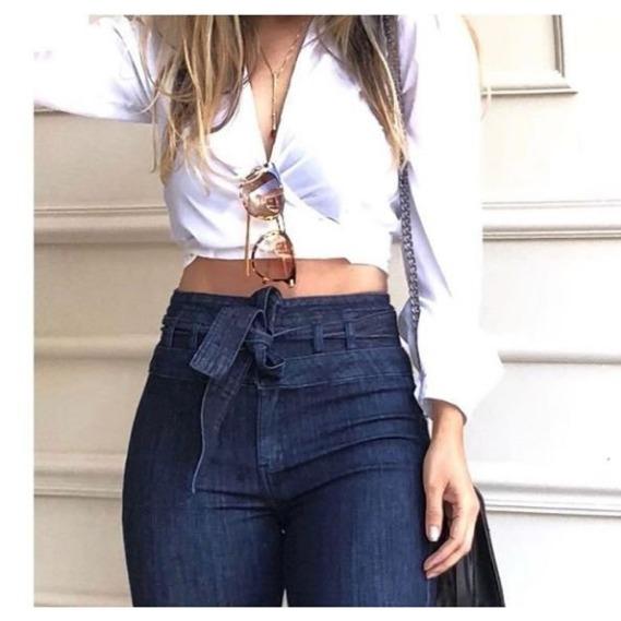 GMXIA Расклешенные широкие джинсы с высокой талией и шнуровкой для женщин