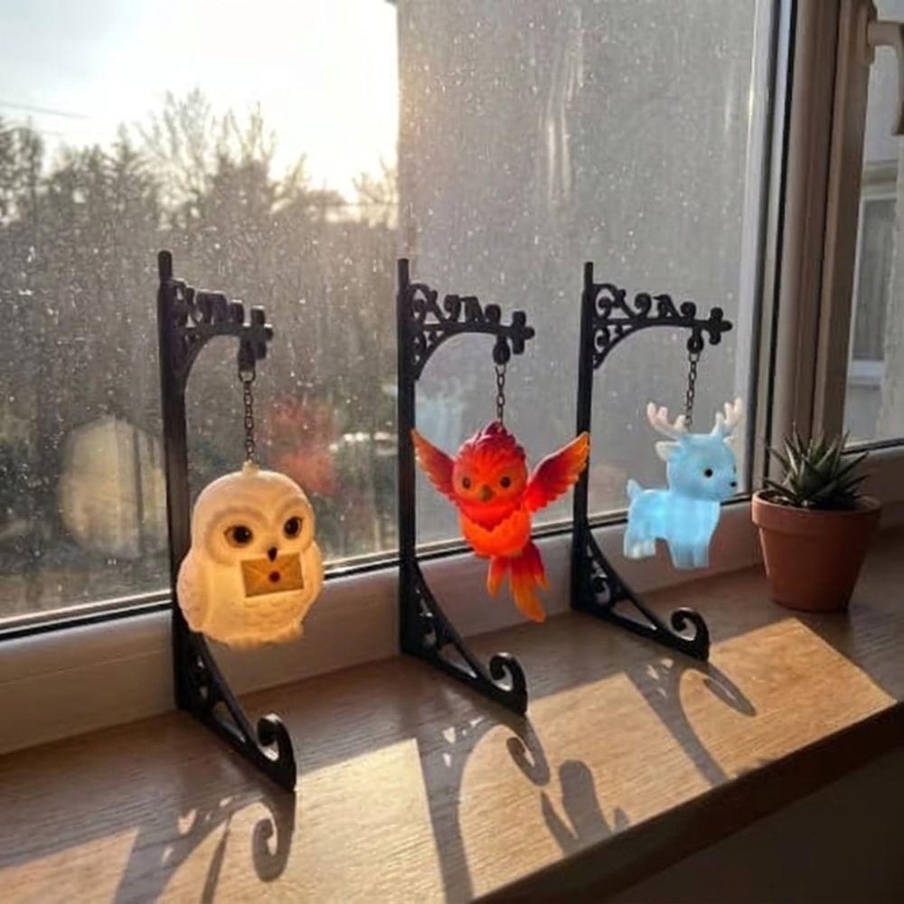Deer Bird Owl Bookshelf Lamp Wrought Iron Reading Nook Light Library Lantern Office
