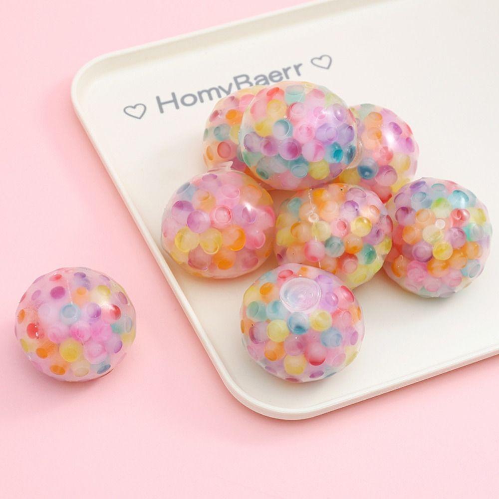 Soft Rainbow Bead Stress Ball TPR Sensory Fidget Ball New Squishy Stress Ball Kids Adults