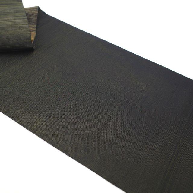 Used [] Fukuro obi, pure silk, Tsumugi Museum, black, gold leaf thread, gold thread, lame thread, different checkered pattern, high quality, casual,