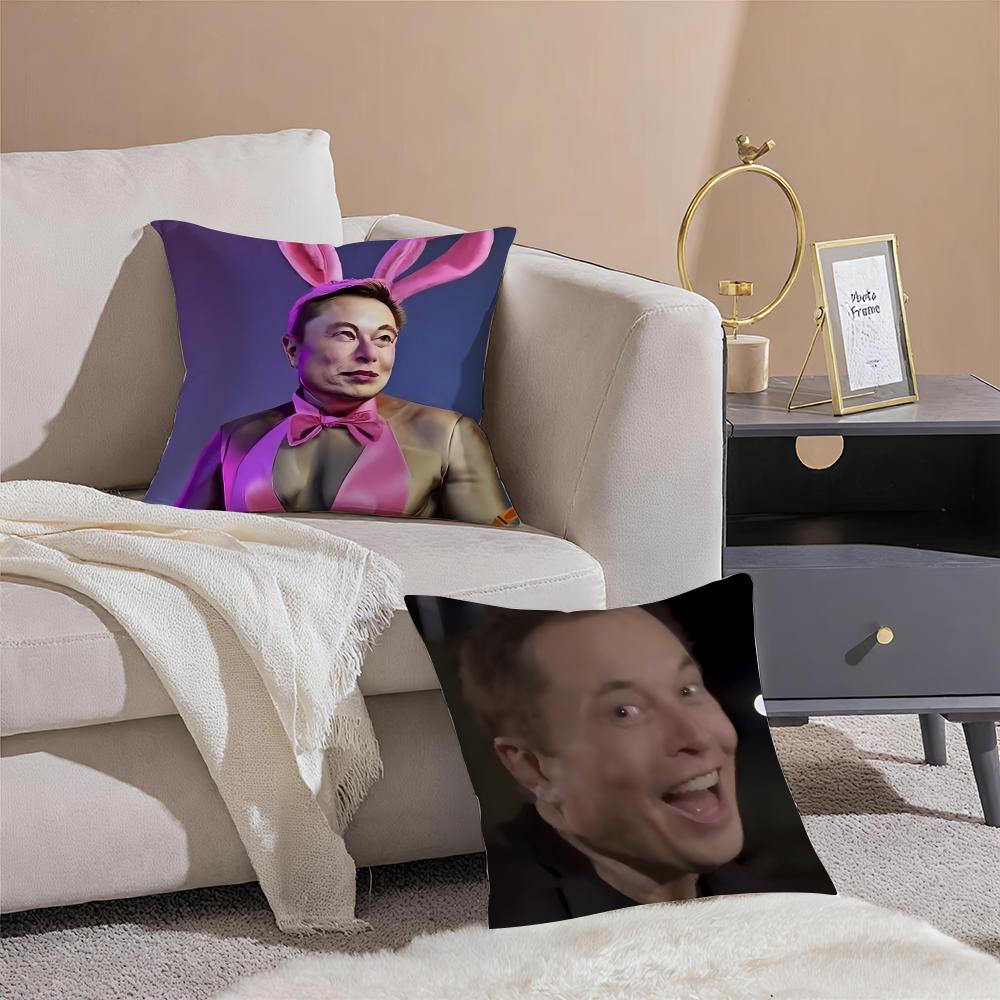 EElon MMusk meme Cushion Cover Pillowcase Short Plush Invisible zipper Room Sofa Cushion Cover