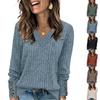 Women's T Shirt Tee Button Long Sleeve Tunic Daily Weekend Fashion Basic V- Neck Regular Top