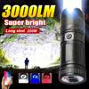 3000LM High Power Super Bright LED Rechargeable Flashlight COB Flood Light Type-c Charging Powerful Lantern Portable LED Lamp Built-in Battery