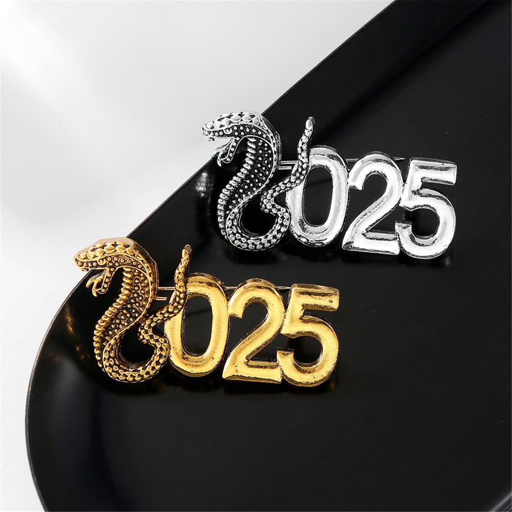 Elegant 2025 Snake Year Brooch Pin Wisdom And Good Fortune Badge Pin Nonfading Metal For Festival Fashion Enthusiasts