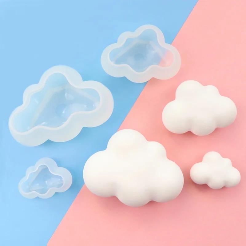 S/M/L 3D Cloud Shape Chocolate Silicone Mold Mousse Fondant Ice Cube Pudding Candy Soap Candle Molds Baking Cake Decoration Tool