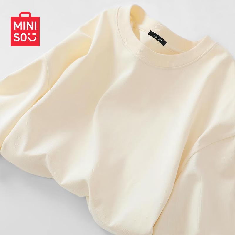 MINISO Женская хлопковая футболка свободного кроя с длинным рукавом