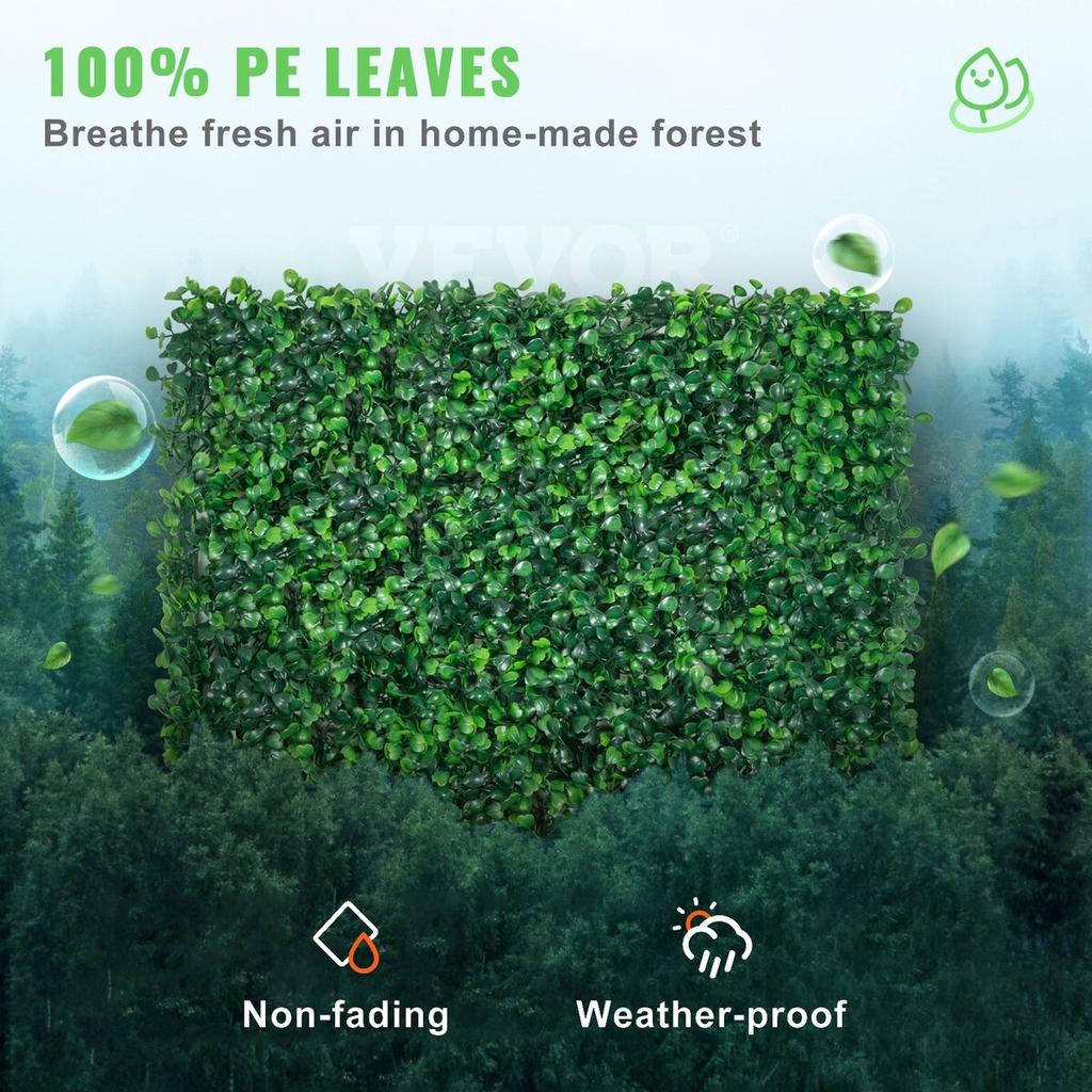 Artificial Boxwood Panel UV 24pcs Boxwood Hedge Wall Panels Artificial Grass Backdrop Wall 20" X 20" 4 cm Green Grass Wall Fake Hedge for Decor