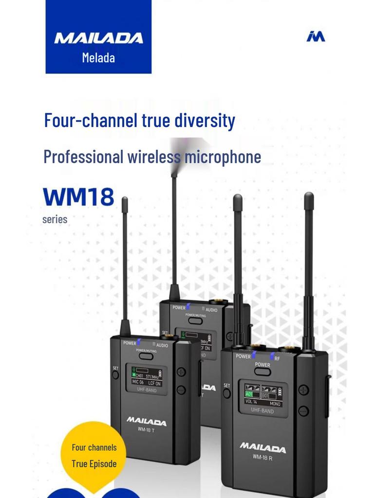 Беспроводной петличный микрофон Mai Lada WM18: Микрофон с истинной разнесенностью для мобильных устройств, прямых трансляций, записи видео, интервью.