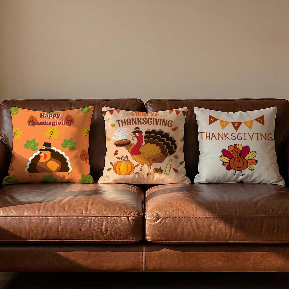 Thanksgiving cute turkey Cushion Cover Soft Reversible Durable Pillow Cover MultiScene Use for Home Car Daily Comfort