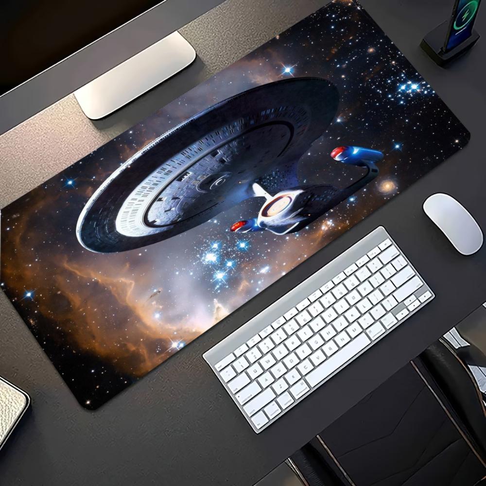 Space Starship Galaxy Extended Gaming MousePad Non Slip Rubber Keyboard Mat Stitched Edge for Pro E-Sports Gamers Desk Accessory