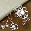 Women 'S Jewelry Sets 925 Silver Lucky Flowers Pendants Necklace Bangles Earrings Ladies Jewelry