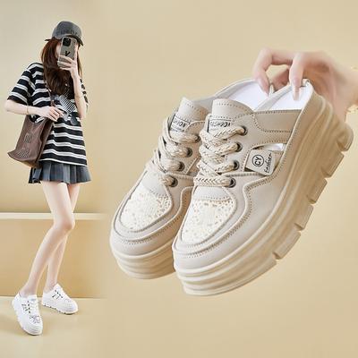 Новые летние белые туфли для студенток с толстой подошвой, усиленной сеткой, дышащие, повседневные, уличные