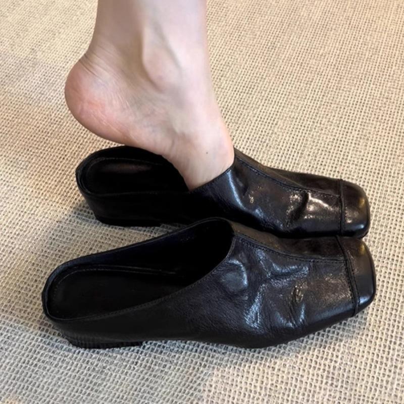 Модные Роскошные Женские Летние Кожаные Шлепанцы Балетки Мелкие Ленивые Лодочки Слингбэки Мюли Обувь Мягкие Теплые Лоферы Женские Шлепанцы Вьетнамки Тонгс Женские