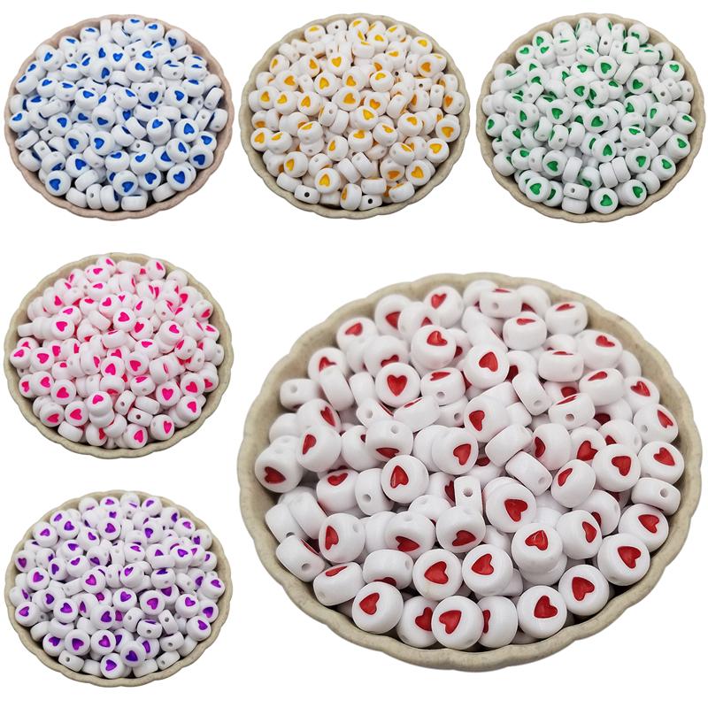 100 шт. 7 мм акриловые свободные бусины-разделители в форме сердца DIY ювелирные аксессуары изготовление браслета и ожерелья