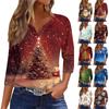 Women's T Shirt Tee Print Button 3/4 Sleeve Daily Weekend Fashion Basic V Neck Regular Top