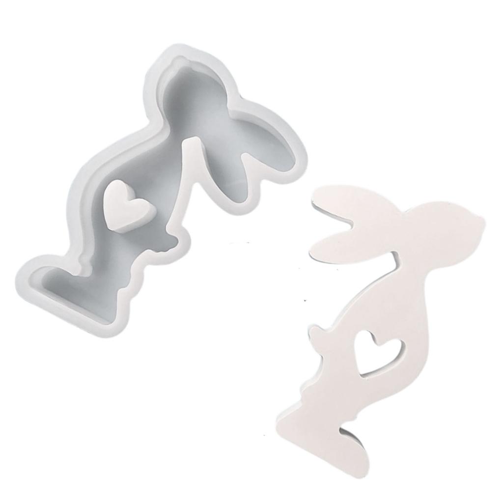 Heart Rabbit Candle Resin Mold Easter Rabbit Silicone Mould DIY Craft Mold Handmade Soap Baking Mold for Home Decors