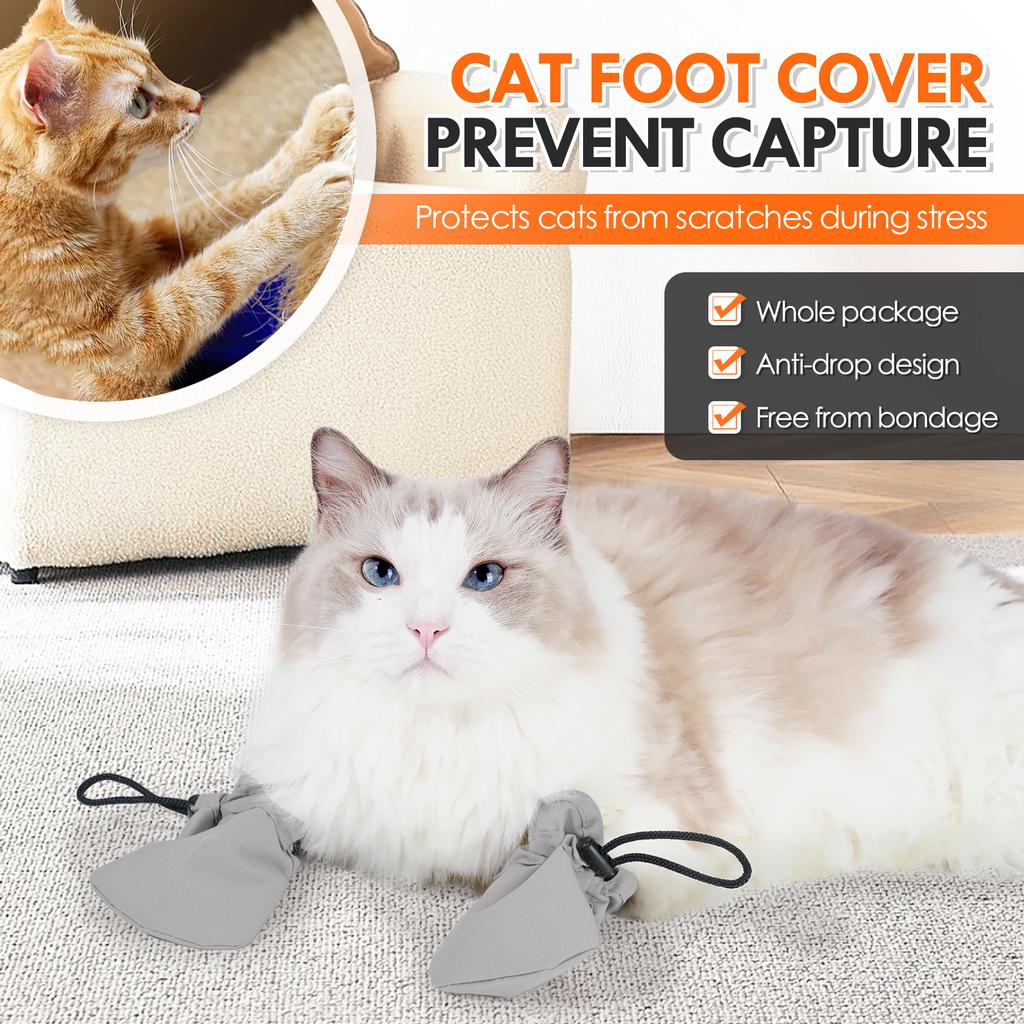 Adjustable Drawstring Anti-Scratch Cat Boots, Waterproof Pet Paw Cover for Bathing & Nail Cutting
