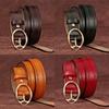 Leather Genuine Womens Belt Antique Alloy Buckle Style Dresses Pants Decoration