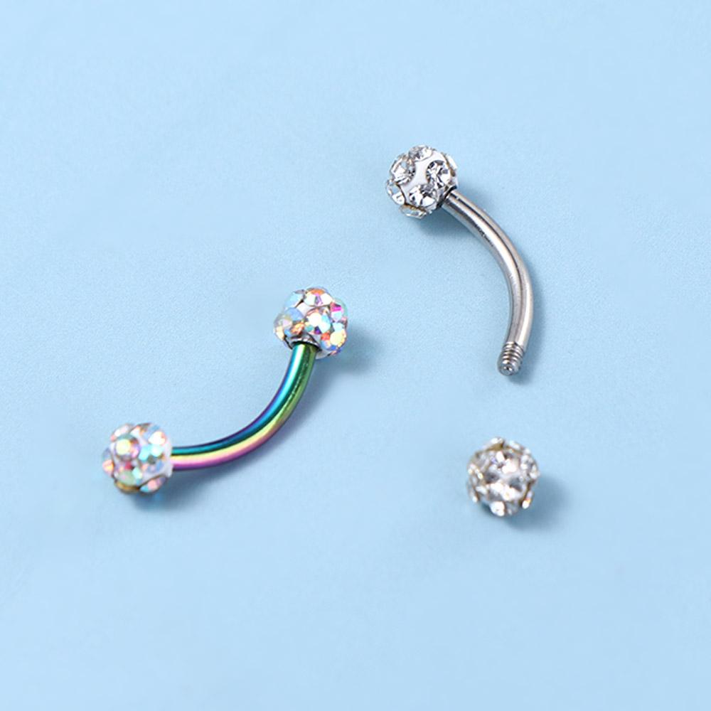 Rhinestone Stainless Steel Piercing Ring Ball Nose Ring Piercing Jewelry Fake Lip Stud Eyebrow Stud