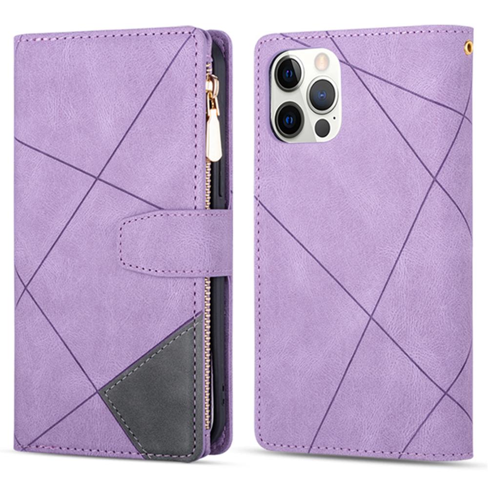For iPhone 16 Pro Case Color Splicing Anti-Drop Leather Wallet Phone Cover