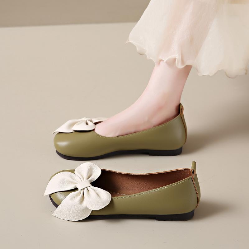 Милые туфли Doudou с бантиком для девочки, весна и осень 2025, новые туфли-феи на плоской подошве для леди, удобная обувь для беременных на мягкой подошве